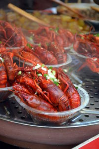 High angle view of seafood in plate