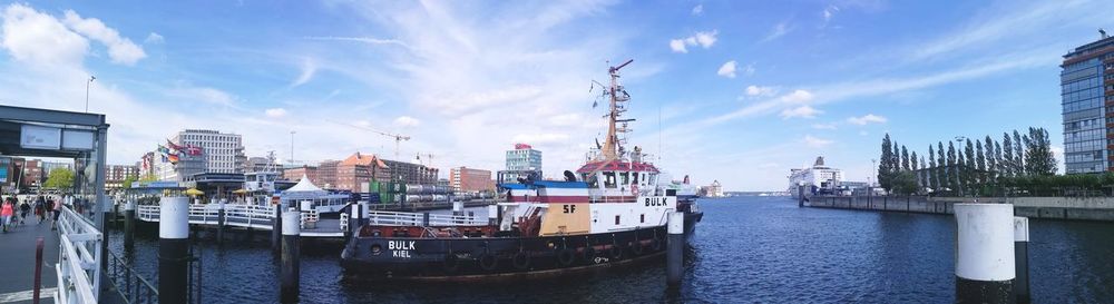 Panoramic view of buildings at harbor