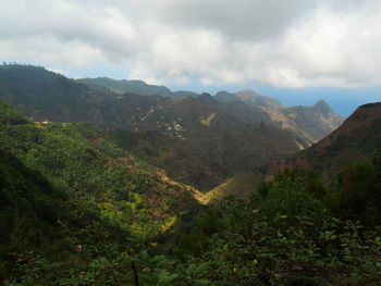 Scenic view of mountains against sky