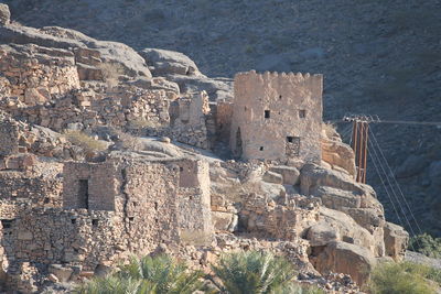 High angle view of ruins of building