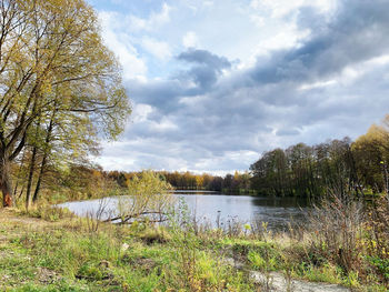 Scenic view of lake against sky