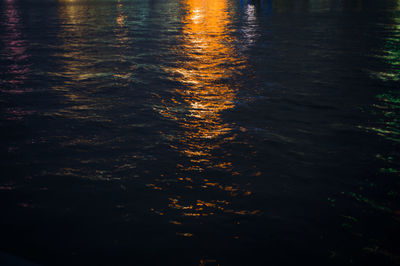 High angle view of sea against sky during sunset