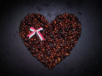 Directly above shot of heart shape coffee