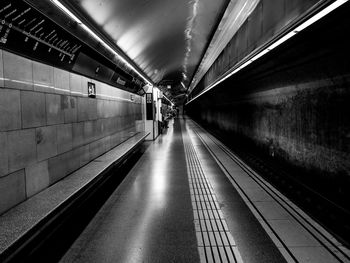 Illuminated subway station platform