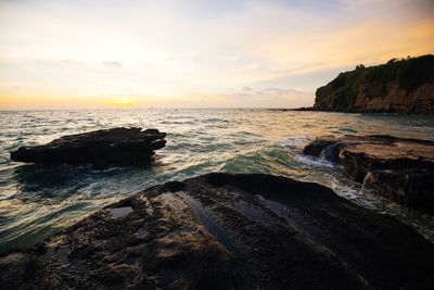 Scenic view of sea during sunset