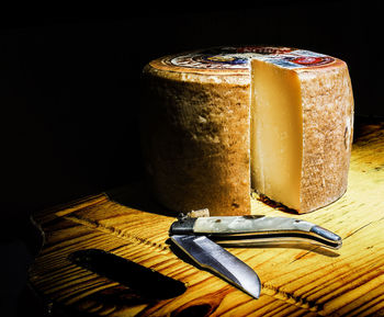 Spanish old cheese on table