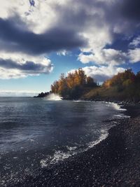 View of sea against cloudy sky