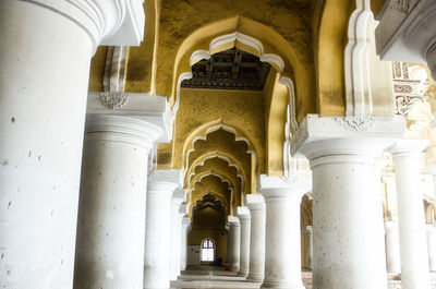 Low angle view of colonnade in building