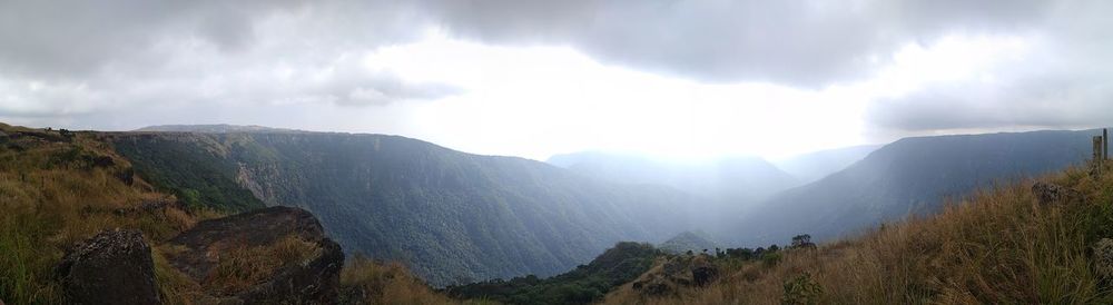 Panoramic view of mountains against sky