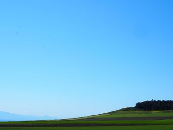 Scenic view of landscape against clear blue sky