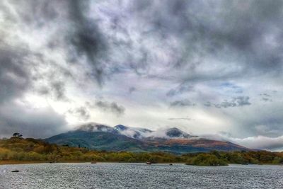 Scenic view of lake against sky
