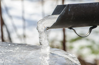 Close-up of water falling from faucet