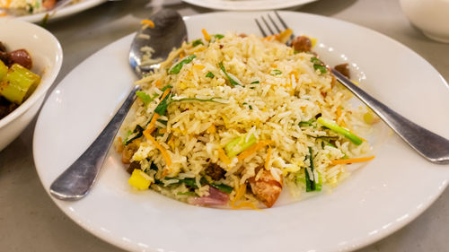 Close-up of meal served in plate