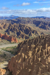 Aerial view of landscape against cloudy sky