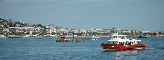 Boat sailing in sea