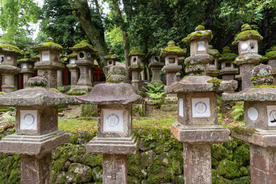 View of cemetery against trees