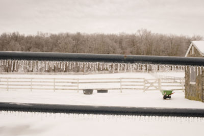 Scenic view of field against sky during winter