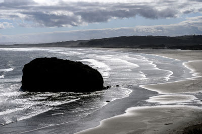 Scenic view of seashore against sky