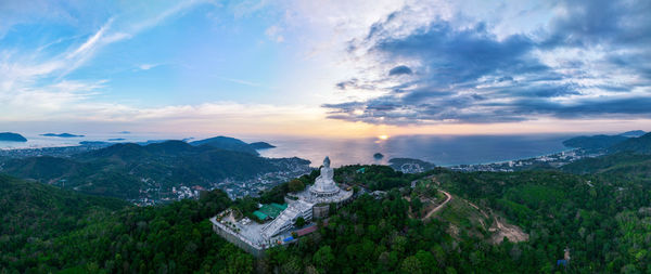 High angle view of townscape against sky