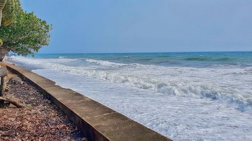 Scenic view of sea against clear sky