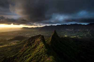 View of landscape against cloudy sky