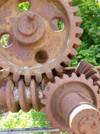 Close-up of old rusty machine part