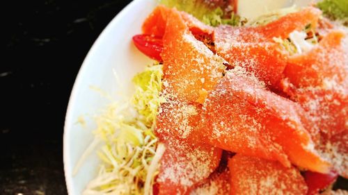 Close-up of fruit salad in plate