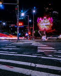 Light trails on city street at night