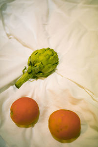 High angle view of vegetables on table