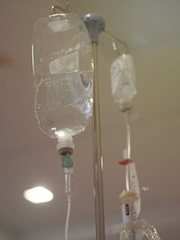 Close-up of iv drip in hospital