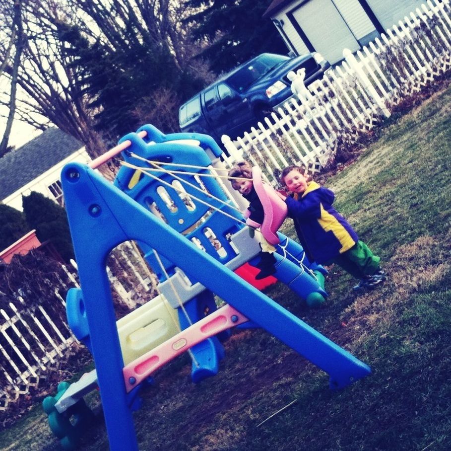 childhood, blue, chair, high angle view, relaxation, playground, swimming pool, beach, day, sunlight, leisure activity, outdoors, summer, playing, lounge chair, lifestyles, sitting, absence, deck chair