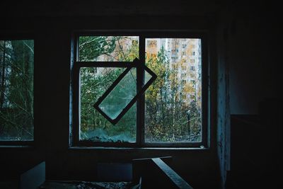 View of building through window