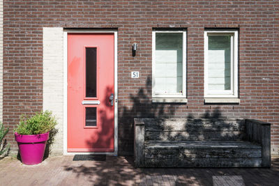 Red door of house