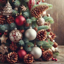 Close-up of christmas decorations on table