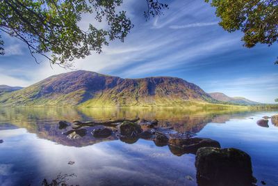 Scenic view of lake against mountains