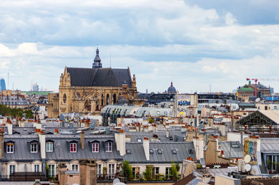 City detail of paris from above, characteristic pattern of the zinc covered roofs