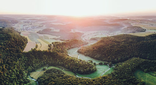 High angle view of landscape against sky