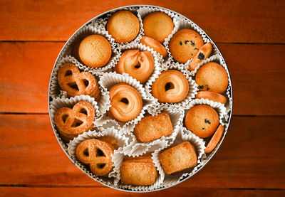 Directly above shot of cookies on table