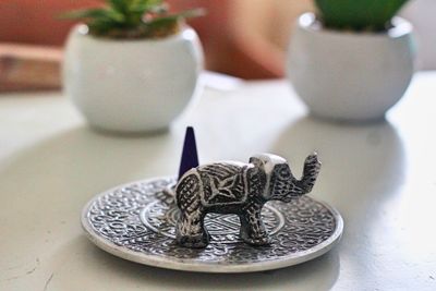 Close-up of food in plate on table