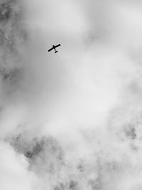 Low angle view of silhouette airplane flying in sky