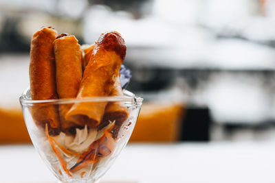 Deep fried spring rolls. traditional thai cuisine.