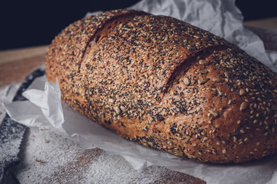 High angle view of bread on table