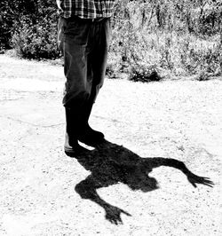 Shadow of woman on wall