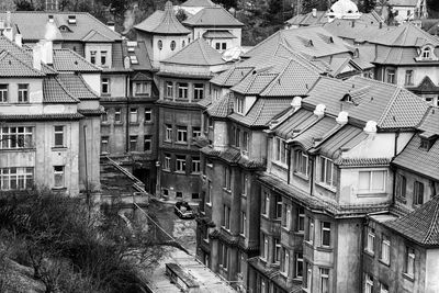 High angle view of residential buildings