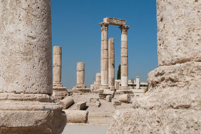 Columns and pillars of the temple of hercules in amman, jordan