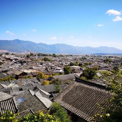 High angle view of townscape against sky