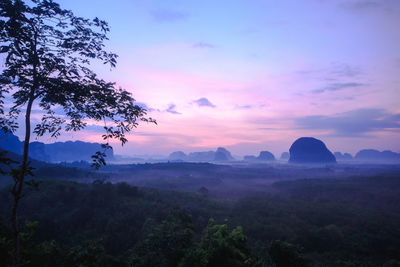 Scenic view of landscape against sky during sunset