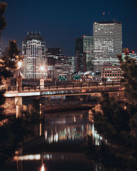 Illuminated city at night