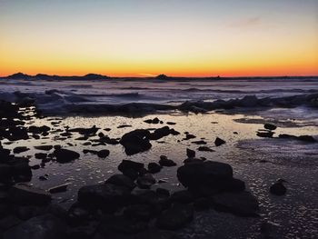 Scenic view of sea at sunset