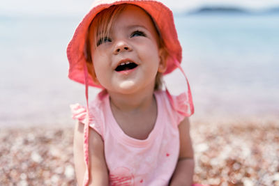 Portrait of cute girl at beach